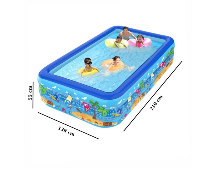 Piscină gonflabilă pentru copii, dreptunghiulară cu podea moale - dimensiune 210 x 138 x 55 cm [3]