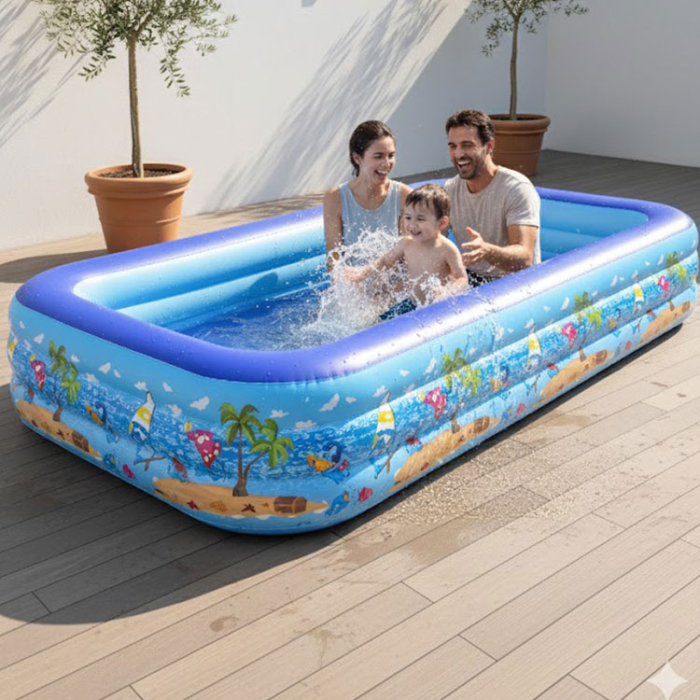 Piscină gonflabilă pentru copii, dreptunghiulară cu podea moale - dimensiune 290 x 172 x 55 cm [3]
