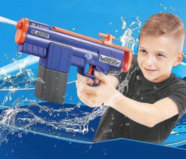 Pistol cu apă electric pentru copii cu jet automat și rezervor integrat - Albastru [2]