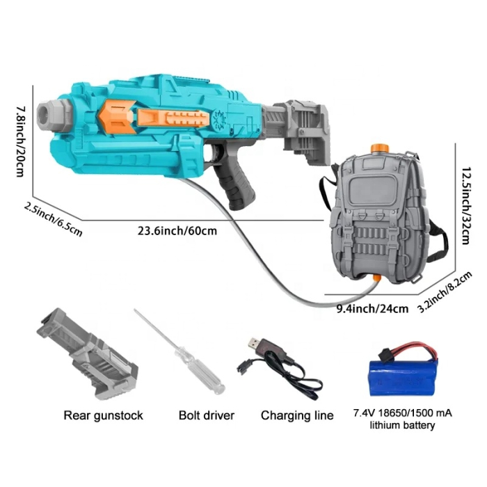 Pistol cu apă electric pentru copii cu rezervor tip rucsac [4]