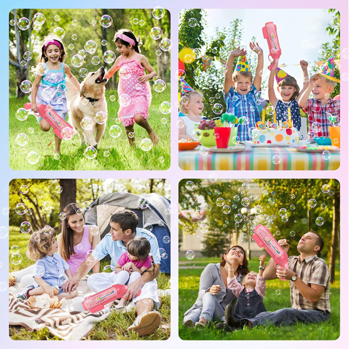 Pistol electric de făcut baloane de săpun cu doua tuburi ( roz ) [5]