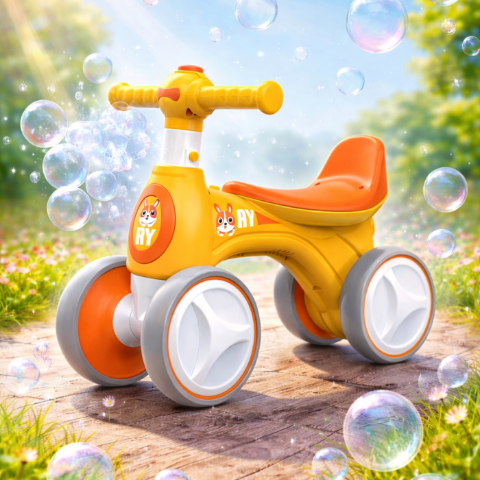Bicicletă fără pedale cu lumini, sunete si baloane de sapun – portocaliu [2]