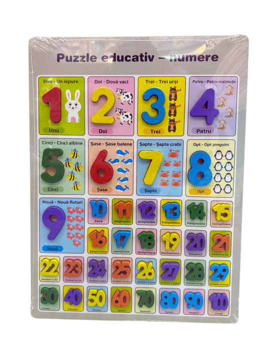 Puzzle 3D din lemn in limba Romana – Numere și Cifre [1]