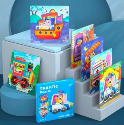 Puzzle educativ 6 în 1 cu vehicule pentru asociere și învățare prin joacă [2]