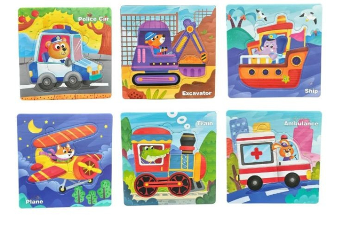 Puzzle educativ 6 în 1 cu vehicule pentru asociere și învățare prin joacă [3]