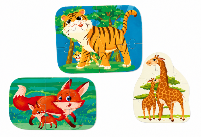 Puzzle educativ cu animale sălbatice – set progresiv cu 5 modele colorate [3]
