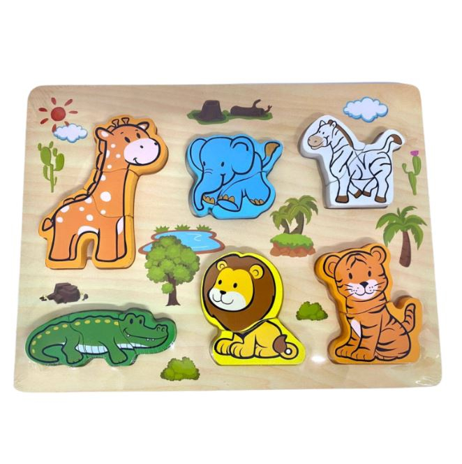 Puzzle educativ din lemn 3D cu animale sălbatice [2]