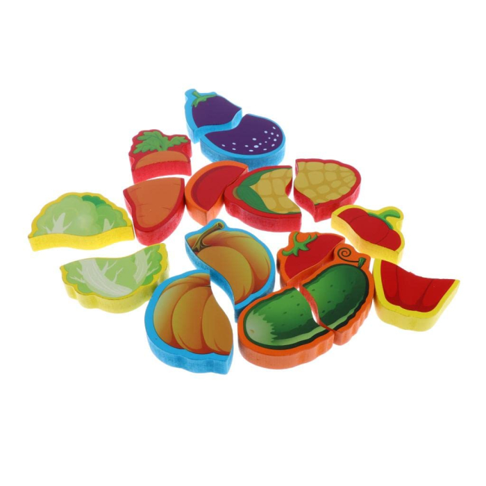 Puzzle educativ din lemn 3D cu legume pentru copii [2]