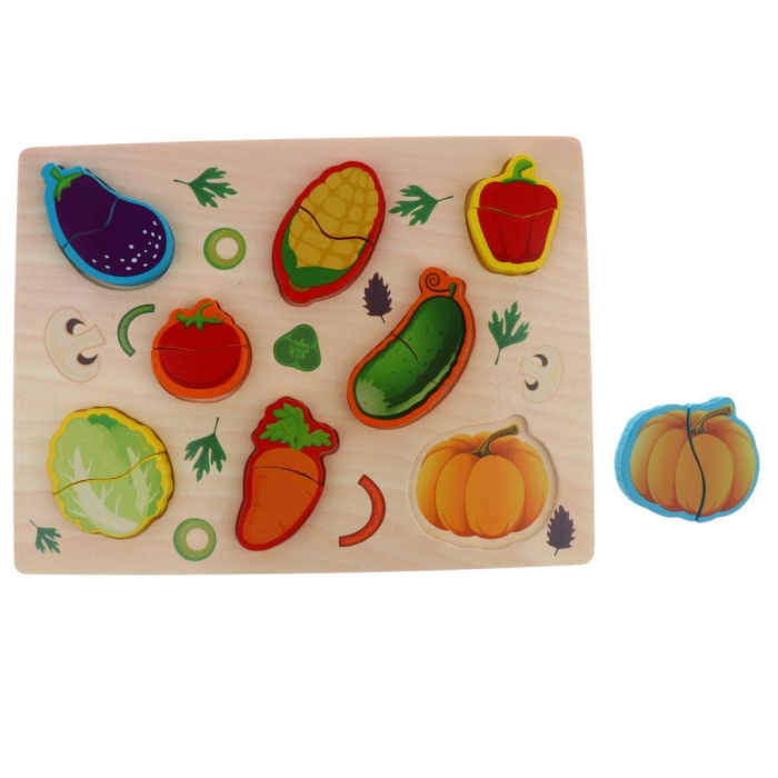 Puzzle educativ din lemn 3D cu legume pentru copii [3]