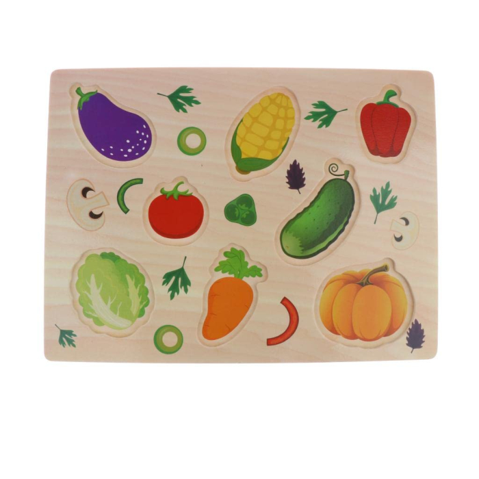 Puzzle educativ din lemn 3D cu legume pentru copii [4]