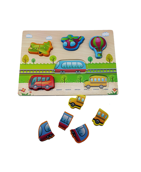 Puzzle educativ din lemn 3D cu vehicule transport [2]