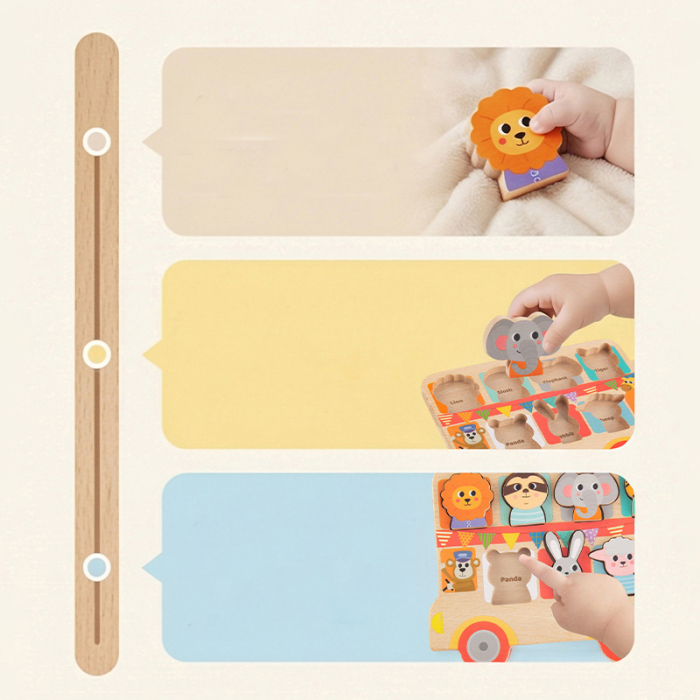 Puzzle educativ din lemn cu animale – Joc de potrivire forme [5]