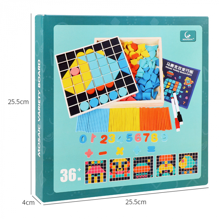 Puzzle educativ tablita de desenat si joc mozaic – 3 in 1 pentru copii 3 ani+ | ZukiToys.ro [4]