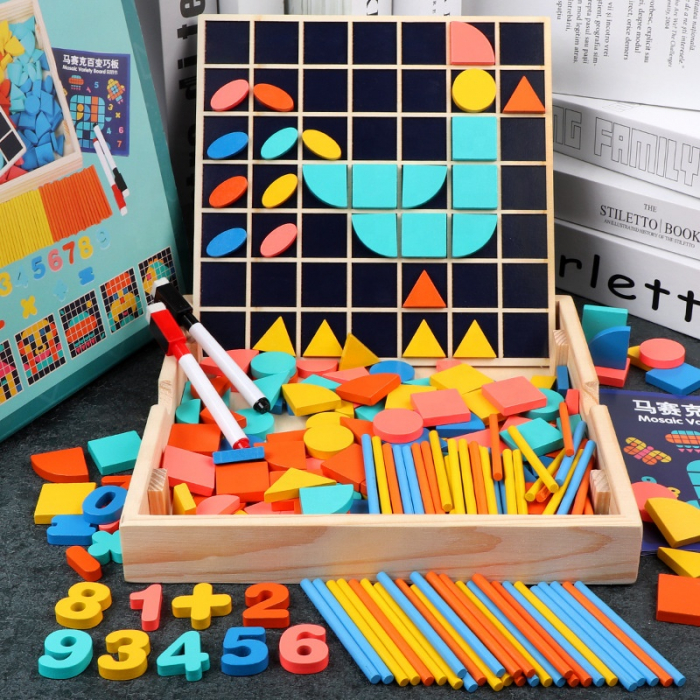 Puzzle educativ tablita de desenat si joc mozaic – 3 in 1 pentru copii 3 ani+ | ZukiToys.ro [2]