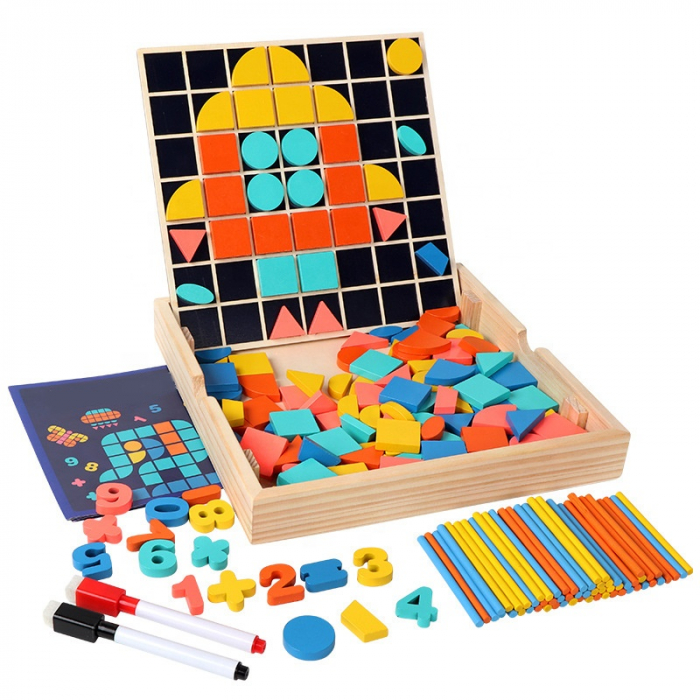 Puzzle educativ tablita de desenat si joc mozaic – 3 in 1 pentru copii 3 ani+ | ZukiToys.ro [1]