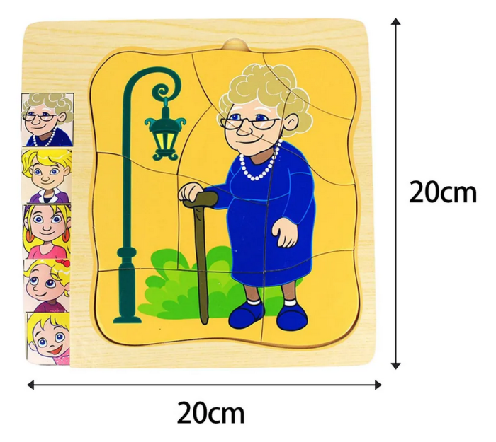 Puzzle in 5 straturi - Etapele vietii de la fetita la bunica [3]