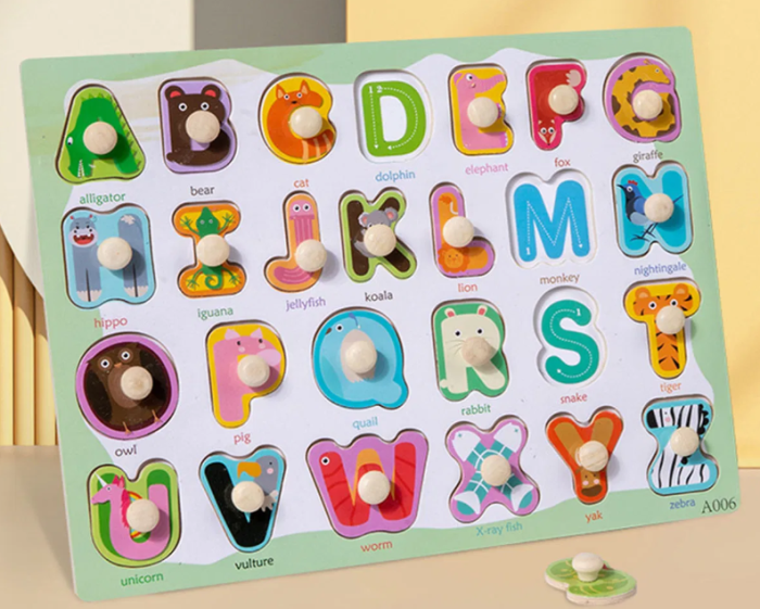 Puzzle incastru din lemn cu alfabet cu animale [2]