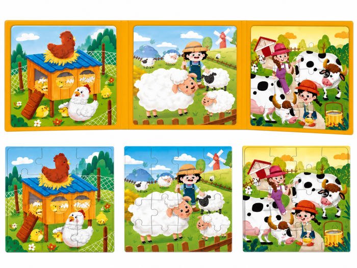 Puzzle magnetic educativ 3 în 1 cu animale de la fermă, 48 piese [3]