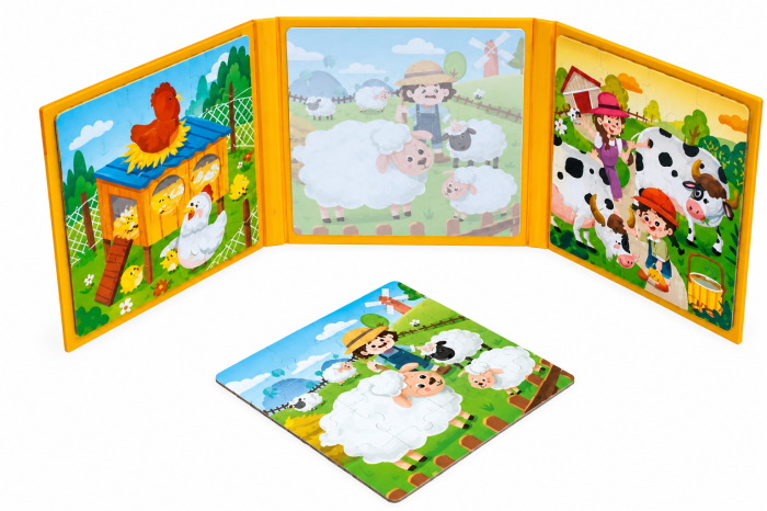 Puzzle magnetic educativ 3 în 1 cu animale de la fermă, 48 piese [2]