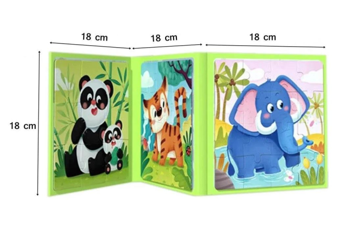 Puzzle magnetic tip carte 3 în 1 – modele animale cu 9, 12, 16 piese [4]