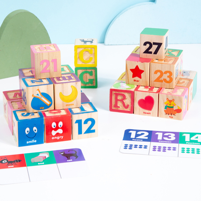 Puzzle Montessori din lemn cu literele alfabetului și potrivire forme [5]