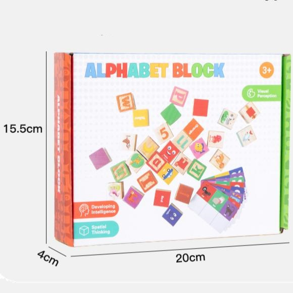 Puzzle Montessori din lemn cu literele alfabetului și potrivire forme [7]