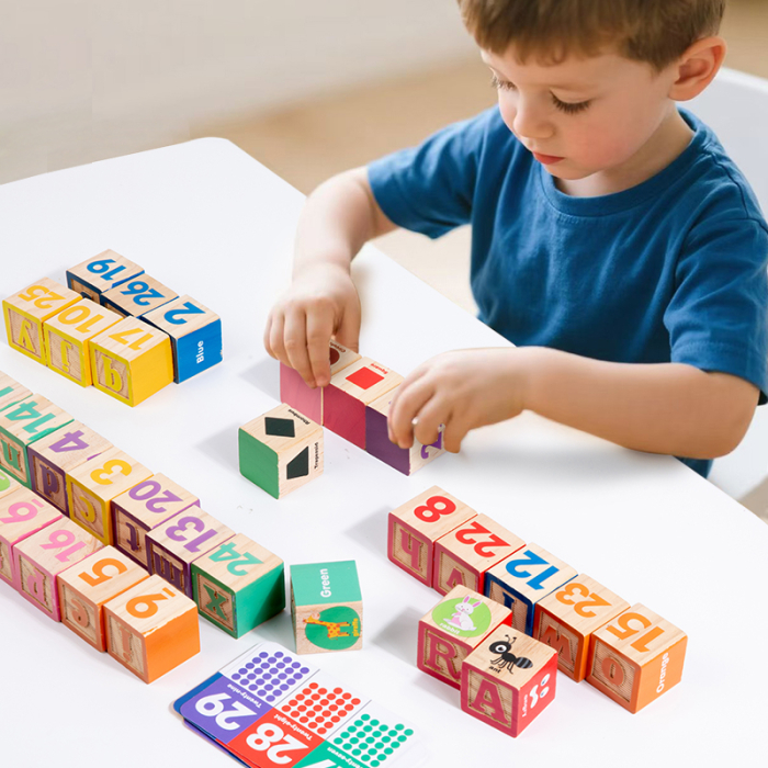 Puzzle Montessori din lemn cu literele alfabetului și potrivire forme [2]
