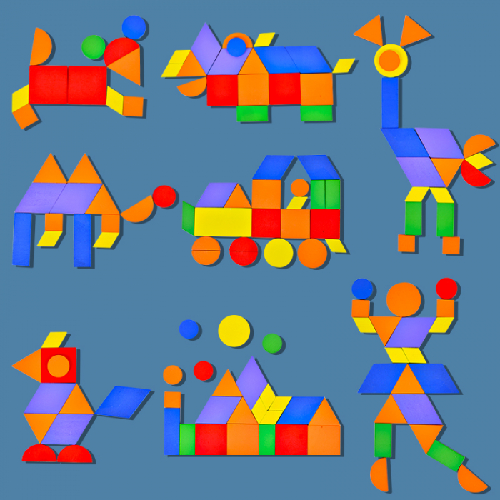 Puzzle Tangram Montessori 68 piese multicolor | ZukiToys.ro [3]
