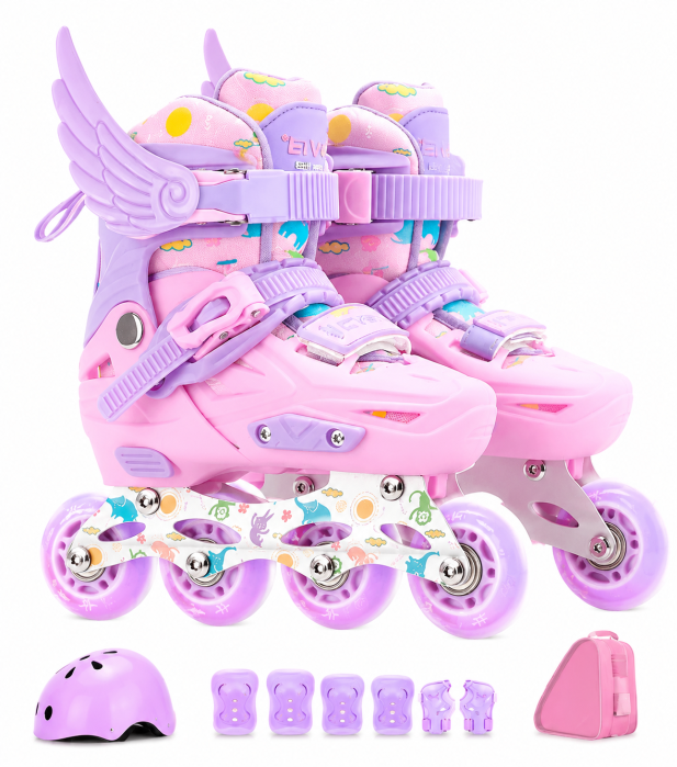 Role copii reglabile 2 în 1 Angel Wings Pink cu cască și protecții ( mărime M ) [3]