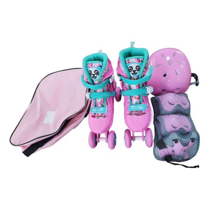 Role reglabile 2 în 1 cu protecții complete ( mărime M )  - Model Panda Pink [3]