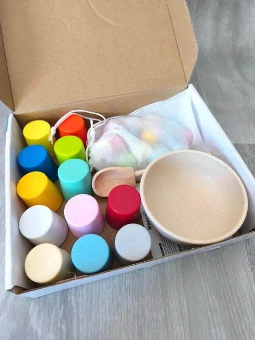 Set 12 mingi din lemn Montessori – joc de sortare și numărare [3]