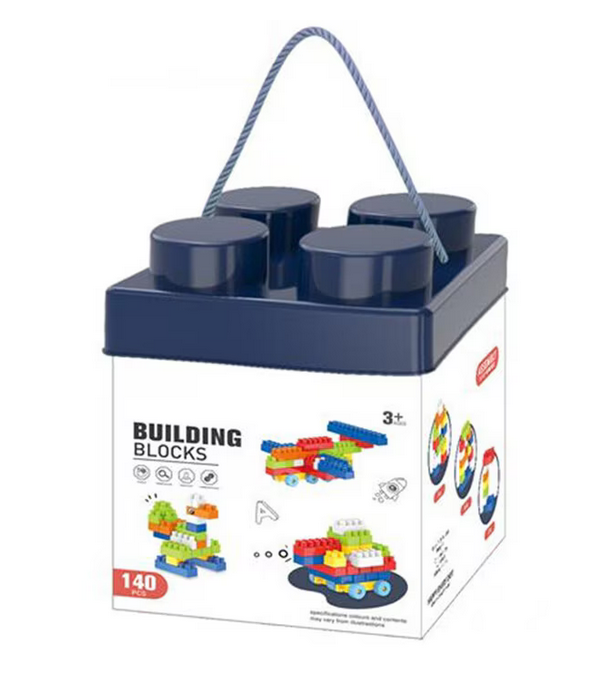Set 140 de piese de construit pentru copii – multicolore cu cutie de depozitare albastră 36+ [2]