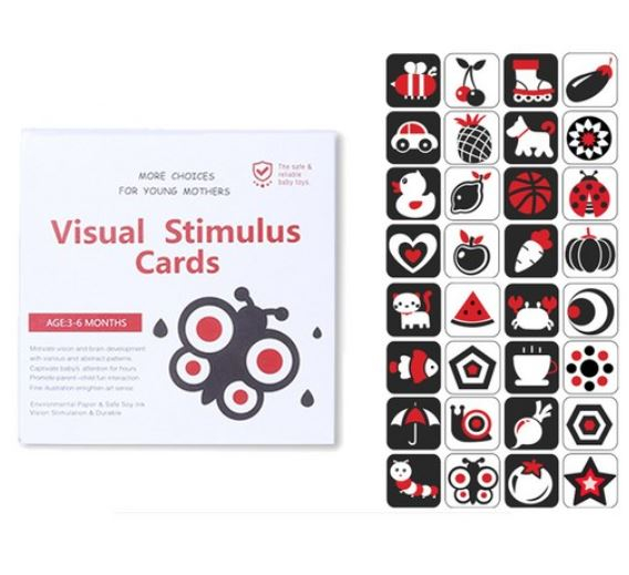 Set 2 cărți pentru stimularea vederii bebelușilor 0–6 luni, alb-negru și roșu-negru [3]