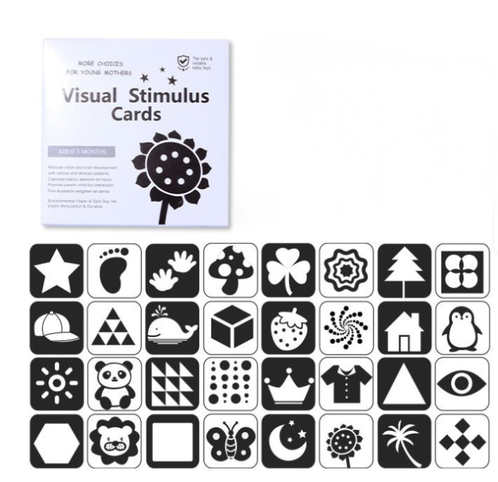 Set 2 cărți pentru stimularea vederii bebelușilor 0–6 luni, alb-negru și roșu-negru [4]