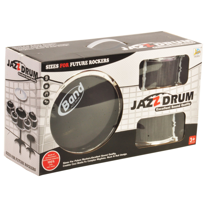 Set 3 tobe Jazz Drum pentru copii cu scaun, cinel și bețe [3]