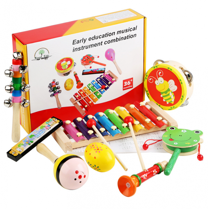 Set 8 instrumente muzicale din lemn pentru copii [3]