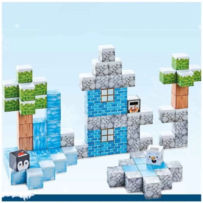 Set Blocuri Magnetice Minecraft „Tema Iarna” – 66 / 93 / 113 piese (Joc STEM) [1]