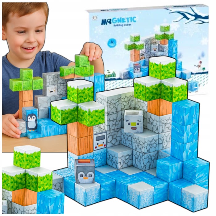 Set Blocuri Magnetice Minecraft „Tema Iarna” – 66 / 93 / 113 piese (Joc STEM) [2]