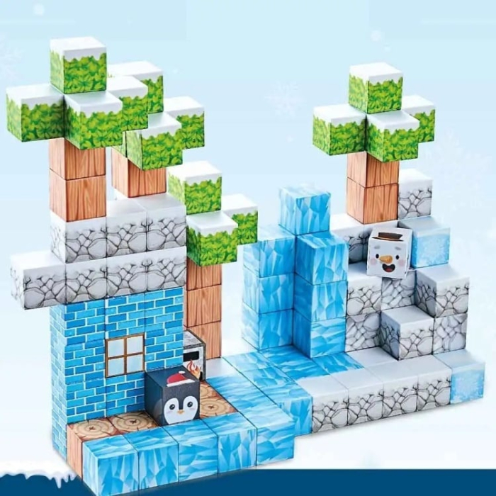 Set Blocuri Magnetice Minecraft „Tema Iarna” – 66 / 93 / 113 piese (Joc STEM) [7]