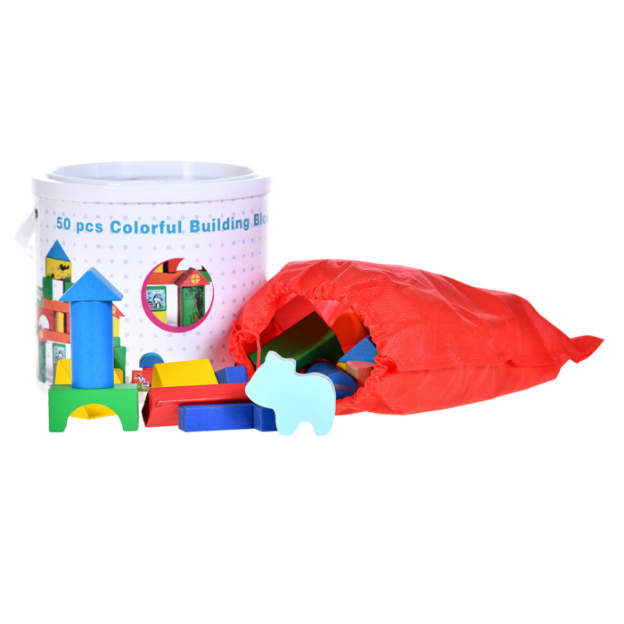 Set construcție din lemn 50 piese – joacă creativă pentru copii 3+ [2]