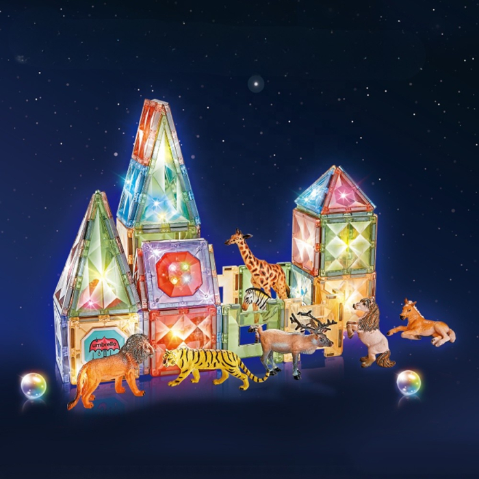 Set Construcție Magnetică 3D cu Lumini – 89-166 piese, Joc STEM pentru Copii 3+ [2]