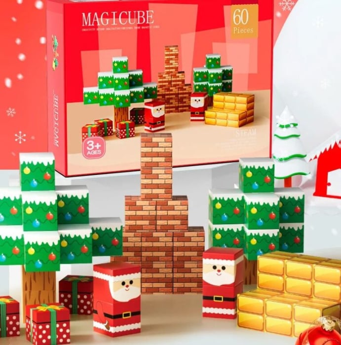 Set Construcție Magnetică Minecraft Crăciun – 60 / 100 piese, Joc STEM [2]