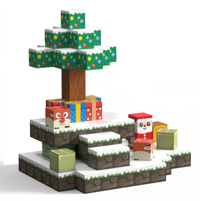 Set Construcție Magnetică Minecraft Crăciun – 60 / 100 piese, Joc STEM [3]