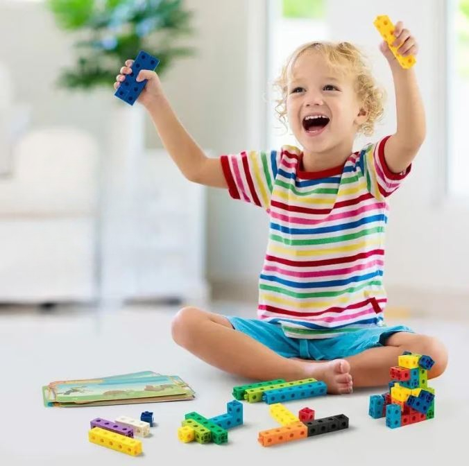 Set construcție Montessori cu cuburi matematice tip dinozaur, 117 piese [2]