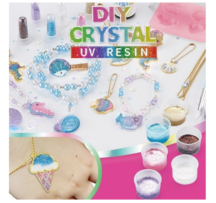 Set creativ DIY cu 6 pandantive metalice și rasină UV – tematică desert [2]