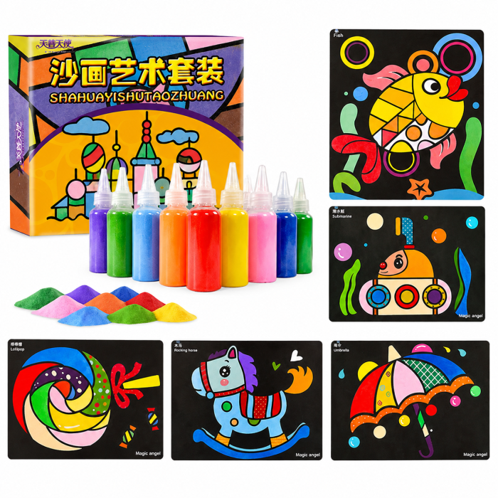 Set creativ pentru copii cu nisip colorat și planșe de pictat, 3+ ani [3]