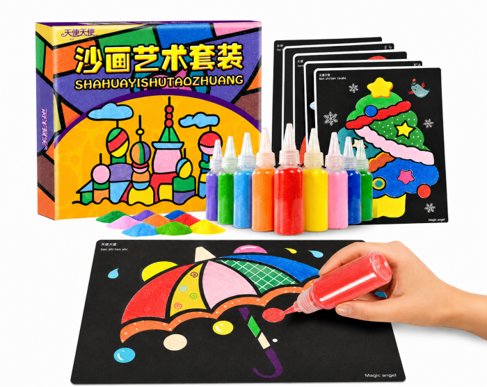 Set creativ pentru copii cu nisip colorat și planșe de pictat, 3+ ani [2]