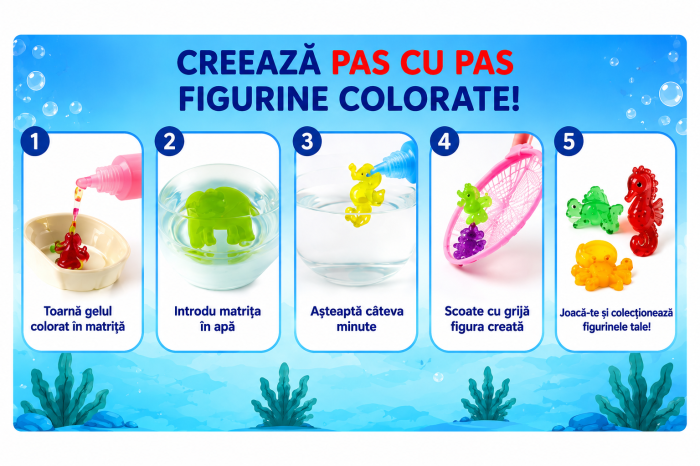 Set creativ Water Spirit cu 8 culori și matrițe marine – Kit pentru figurine gelatinoase colorate [5]