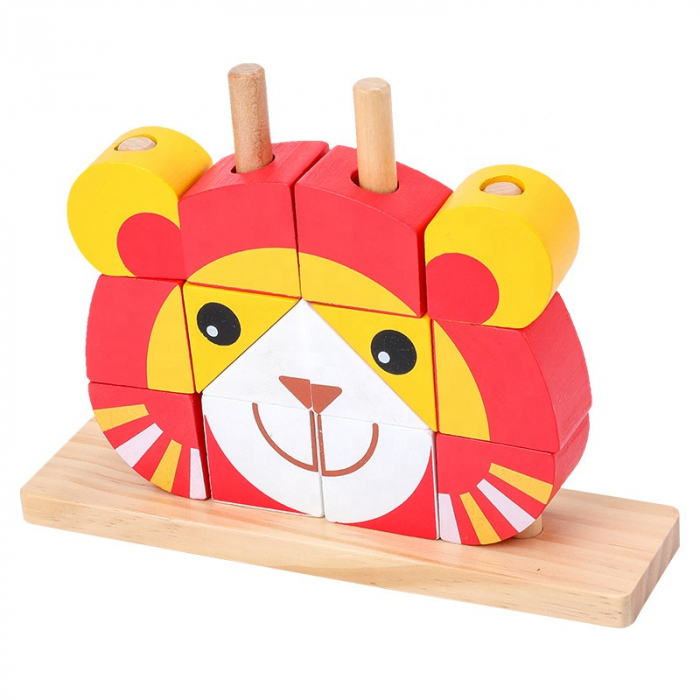 Set cuburi puzzle mari – Leu, Broasca, Vulpe 3 ani+ [2]