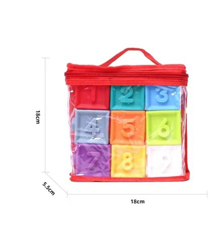 Set cuburi senzoriale pentru bebeluși 9 piese din material moale pentru dezvoltare tactilă [3]